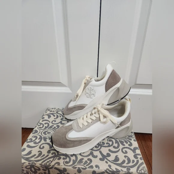 Tory Burch Good Luck Trainer Suede Sneakers Size 8.5 - Picture 3 of 5